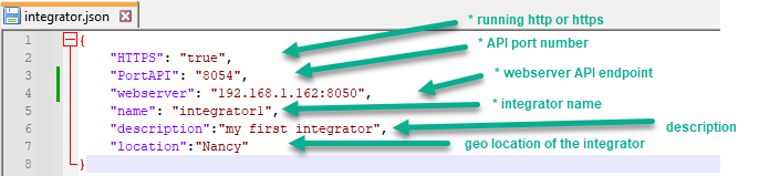 integrator json config file
